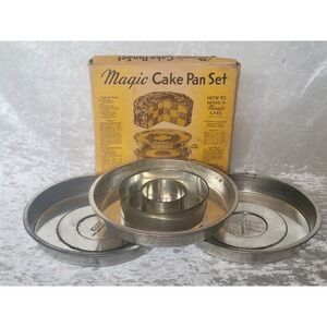 Vtg EKCO Magic Cake Pan Set Checkerboard Edward Katzinger Co 3 Pans pre-1945